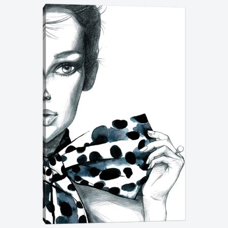Polka Dots Girl Canvas Print #RDE2} by Rongrong DeVoe Canvas Art