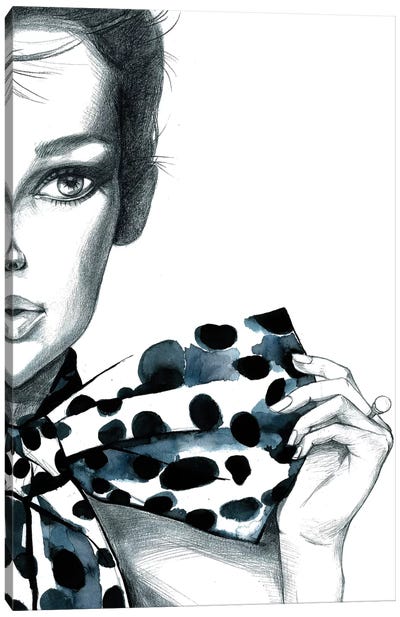 Polka Dots Girl Canvas Art Print - Model Art