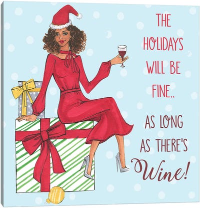 Holiday Wine Canvas Art Print - Naughty or Nice