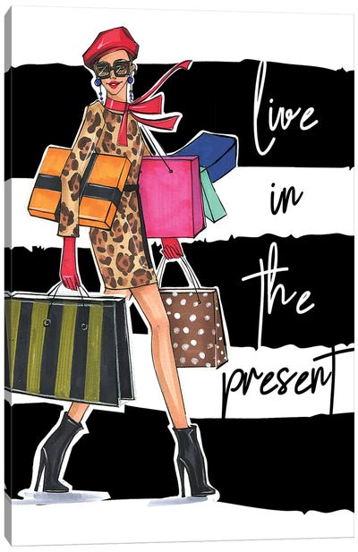 Live In The Present Canvas Art Print - Shopping Art