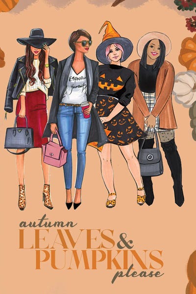 Autumn Leaves And Pumpkins Please by Rongrong DeVoe metal wall art