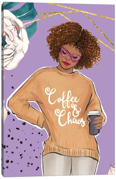 Coffee And Chaos Canvas Art Print - Rongrong DeVoe