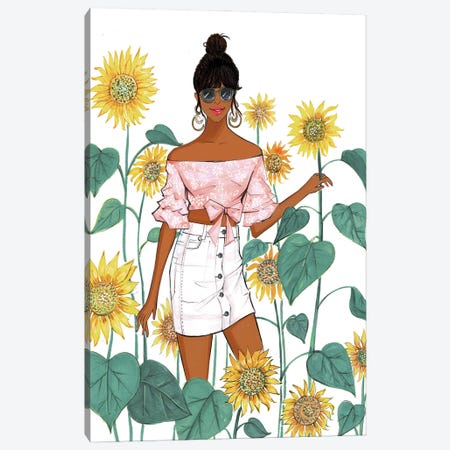 Sunflower Girl II Canvas Print #RDE357} by Rongrong DeVoe Canvas Artwork