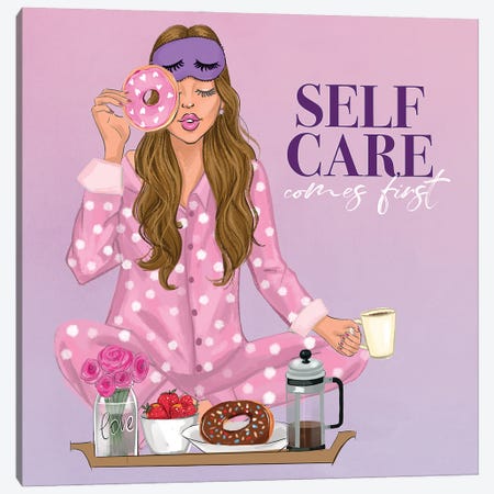 Self Care Comes First I Canvas Print #RDE365} by Rongrong DeVoe Art Print