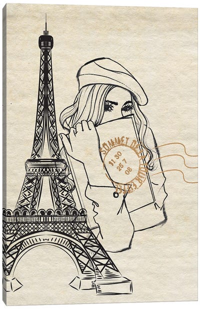 Girl In Paris Canvas Art Print - Rongrong DeVoe