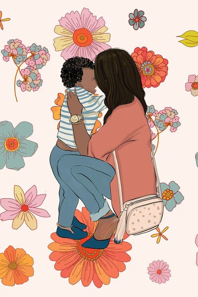 Mom And Baby With Flowers by Rongrong DeVoe multi panel art