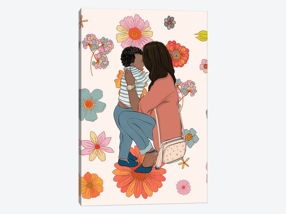 Mom And Baby With Flowers by Rongrong DeVoe 1-piece Art Print