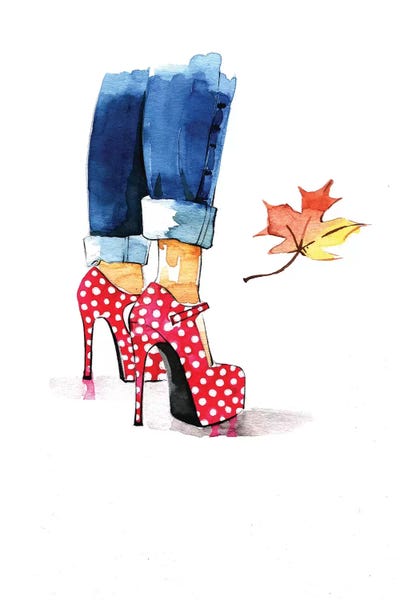 Red Dots Heels by Rongrong DeVoe metal wall art