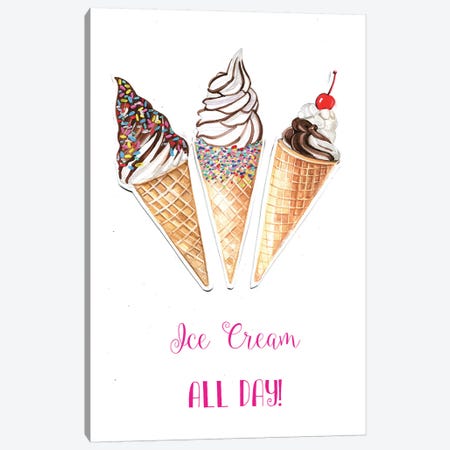 Ice Cream All Day Canvas Print #RDE54} by Rongrong DeVoe Art Print