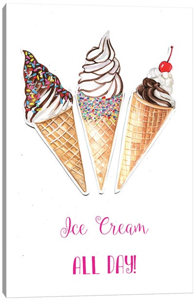 Ice Cream All Day Canvas Art Print - By Sentiment