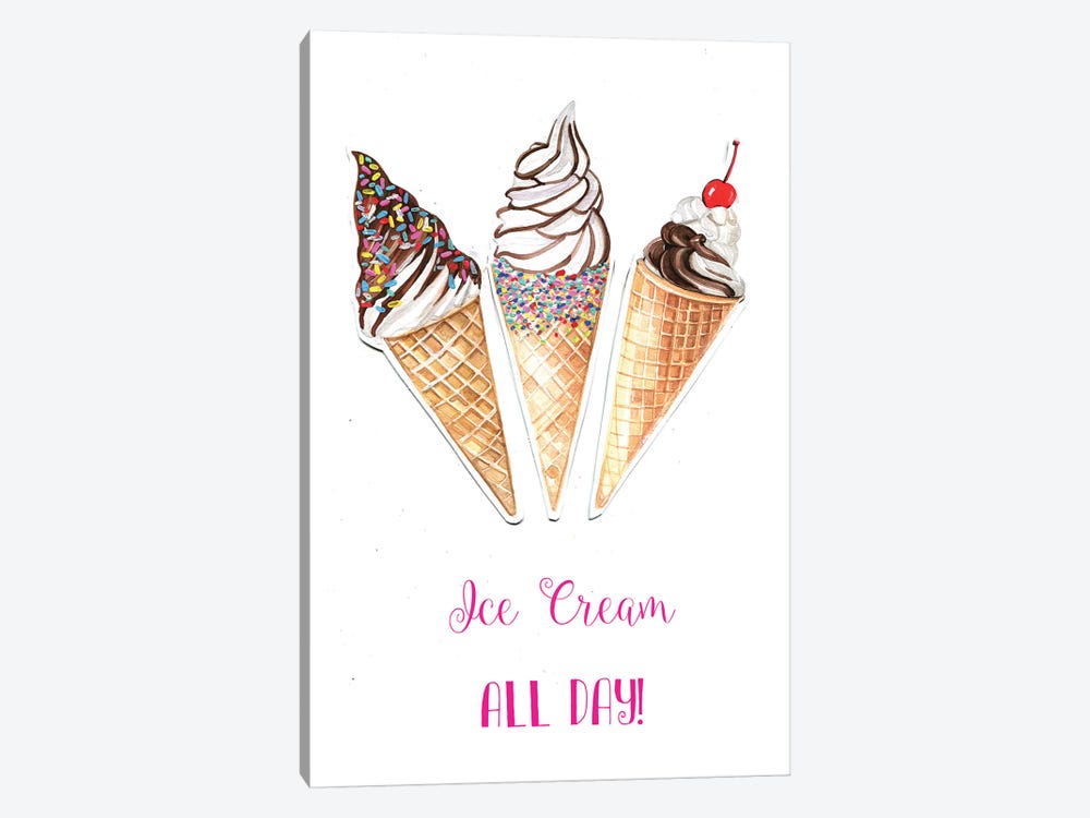 Ice Cream All Day by Rongrong DeVoe 1-piece Canvas Wall Art