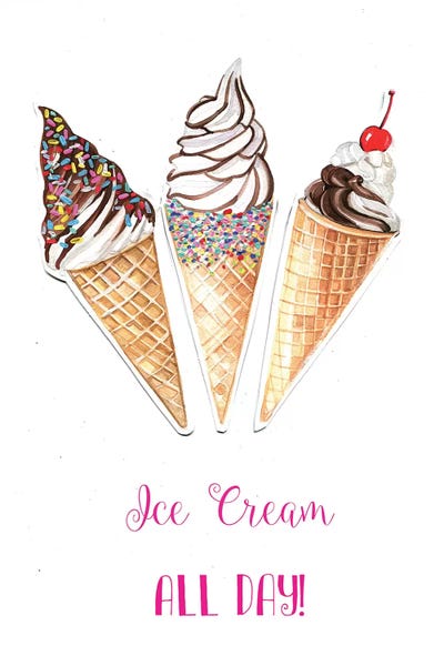 Kids Inspirational Art: Ice Cream All Day by Rongrong DeVoe