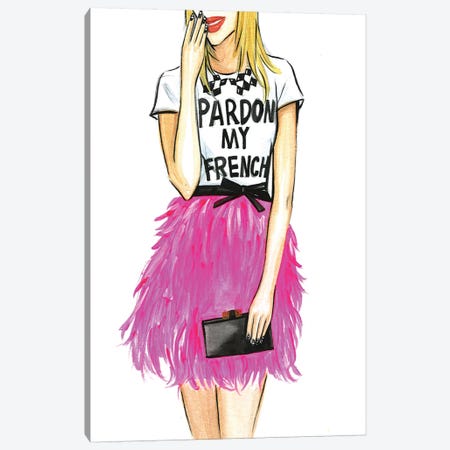 Pardon My French I Canvas Print #RDE55} by Rongrong DeVoe Canvas Art Print