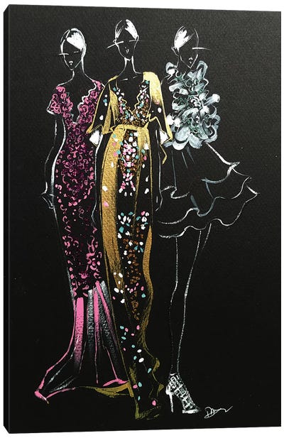 Inspired Fashion Illustration (Couture Gowns) Canvas Art Print - Model