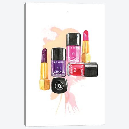 Nail Polish And Lipstick Canvas Print #RDE84} by Rongrong DeVoe Canvas Art