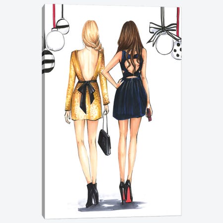 Fashionista Best Friends Canvas Print #RDE86} by Rongrong DeVoe Canvas Wall Art
