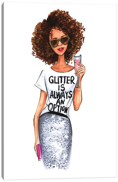 Glitter Is Always An Option Canvas Art Print - Fashion Illustrations