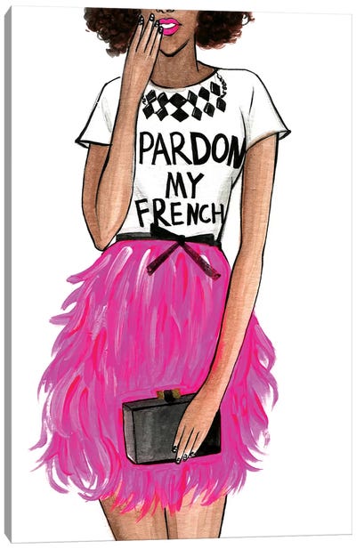Pardon My French II Canvas Art Print - Fashion Illustrations