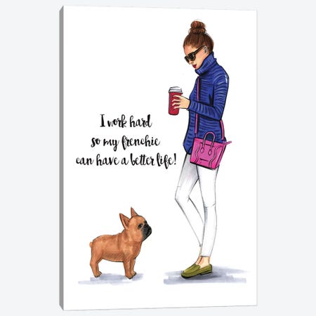 Frenchie Love Canvas Print #RDE92} by Rongrong DeVoe Canvas Art