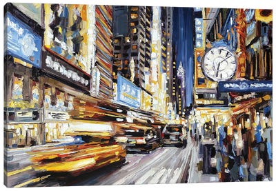 42nd Street At Dusk Canvas Art Print - Times Square