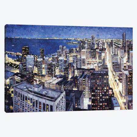 Chicago From The Hancock At Night Canvas Print #RDI32} by Roger Disney Canvas Wall Art