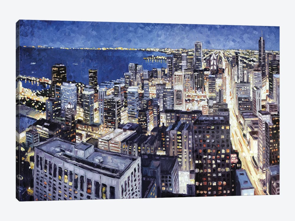 Chicago From The Hancock At Night by Roger Disney 1-piece Canvas Art