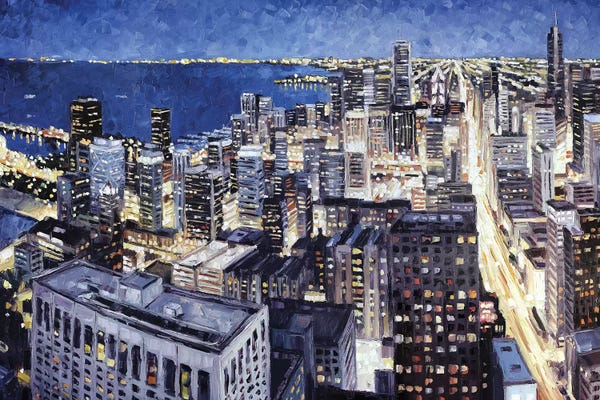 Chicago: Chicago From The Hancock At Night by Roger Disney