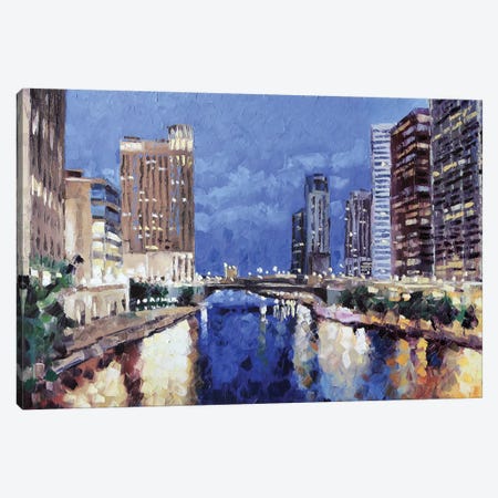 Chicago River Canvas Print #RDI33} by Roger Disney Canvas Wall Art