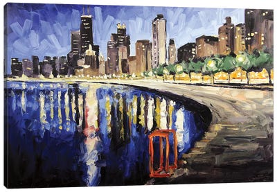 Lake Shore From Lincoln Park Canvas Art Print