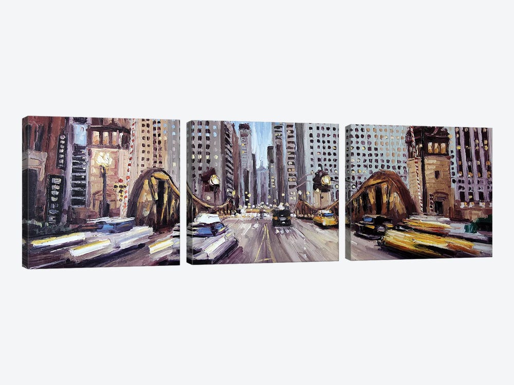 Lasalle Ave Bridge by Roger Disney 3-piece Canvas Art Print