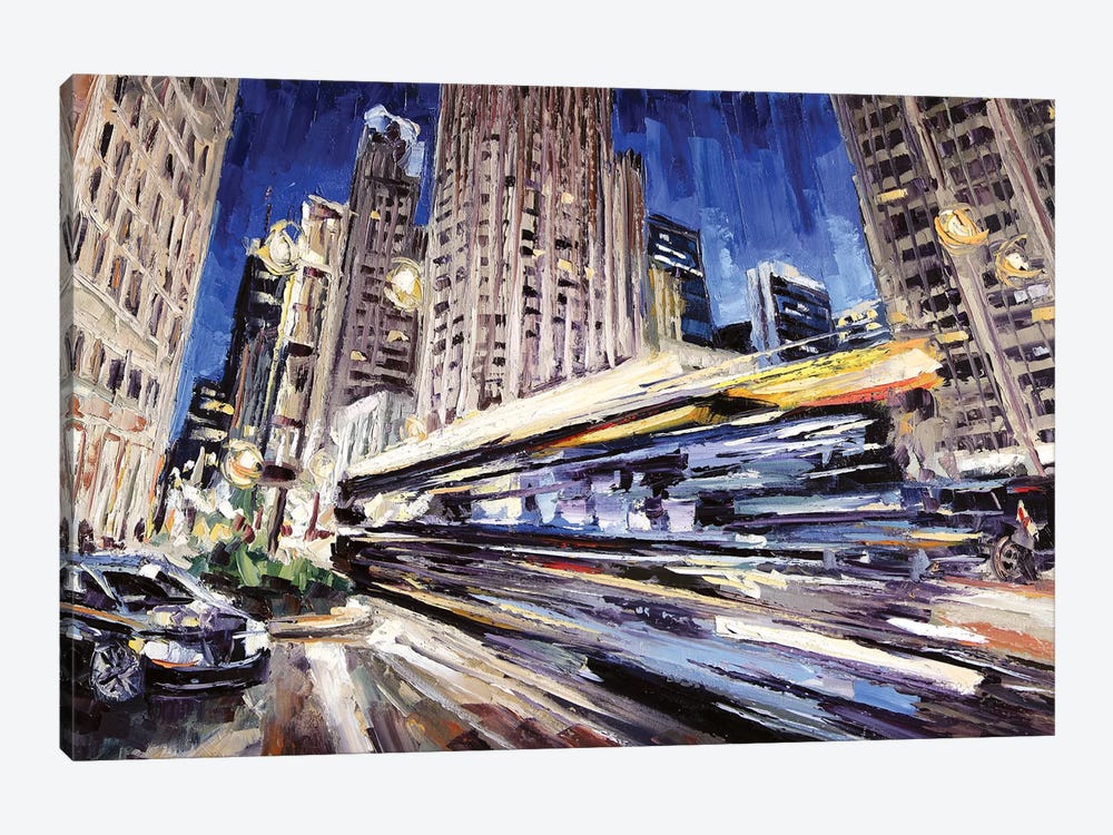 Michigan Ave Above Water St by Roger Disney 1-piece Canvas Art Print