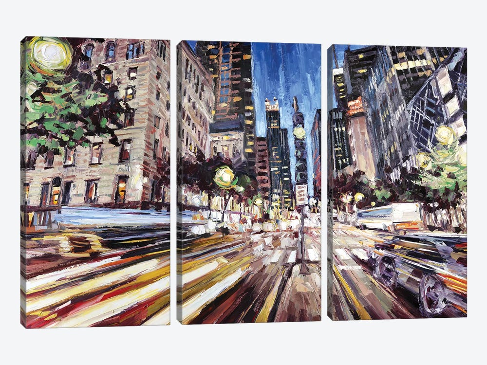 Michigan Ave North Of Ontario by Roger Disney 3-piece Canvas Wall Art