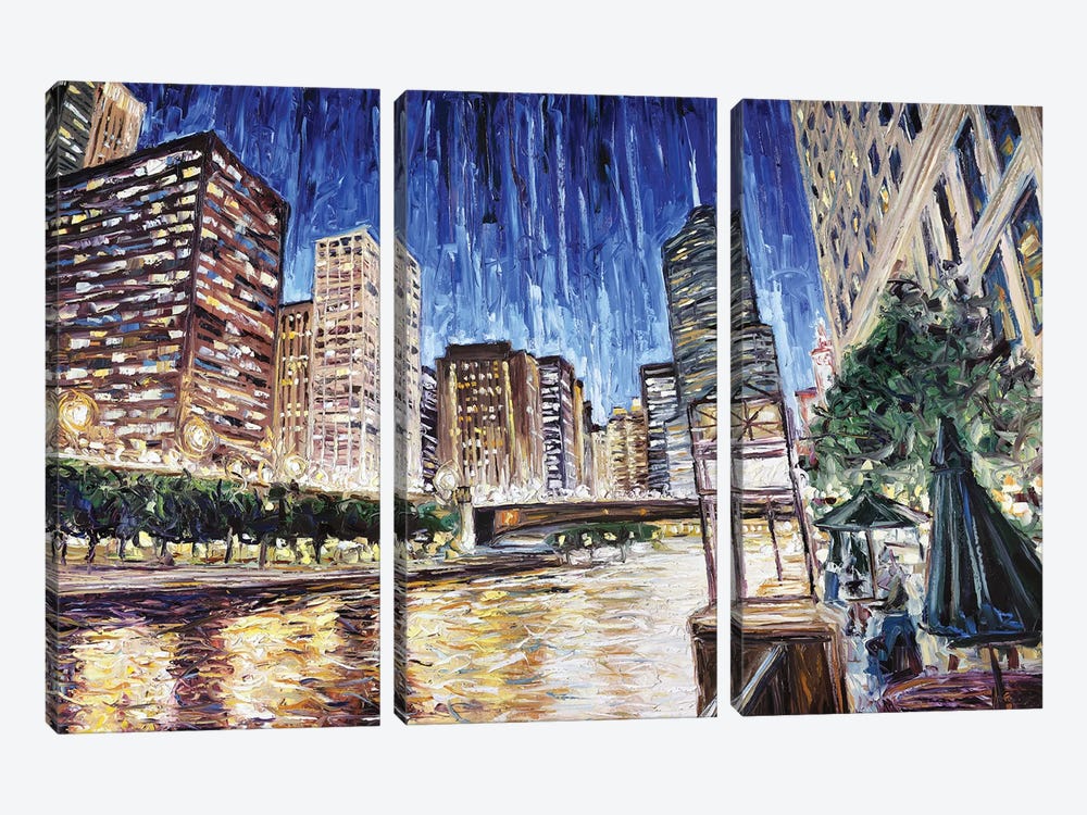 River Esplanade by Roger Disney 3-piece Canvas Wall Art