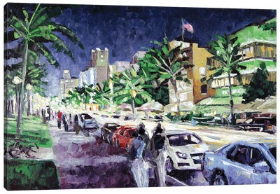 South Beach Canvas Art Print - Roger Disney