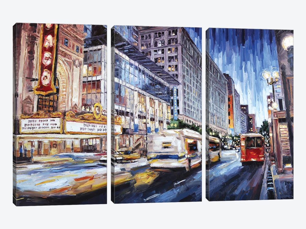 State Street New by Roger Disney 3-piece Canvas Print