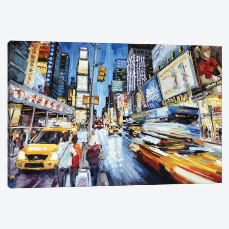 Times Square At Dusk Canvas Print #RDI70} by Roger Disney Canvas Art