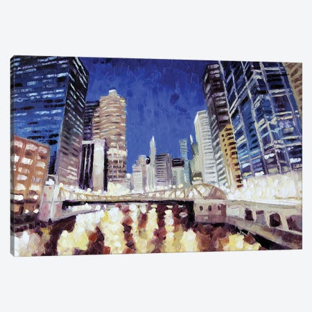 Chicago River From Lasalle Canvas Print #RDI77} by Roger Disney Art Print