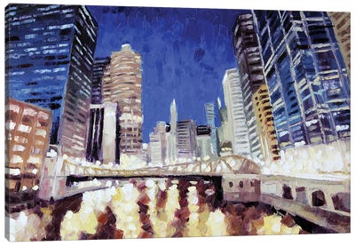 Chicago River From Lasalle Canvas Art Print - Roger Disney