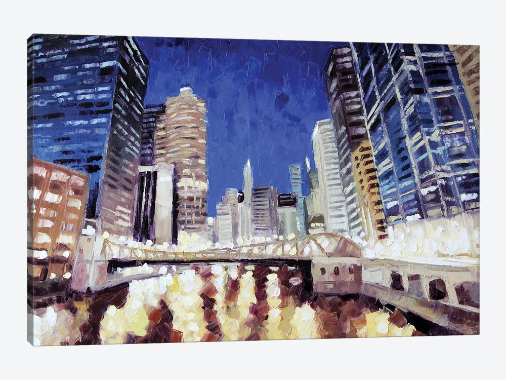Chicago River From Lasalle by Roger Disney 1-piece Canvas Art Print