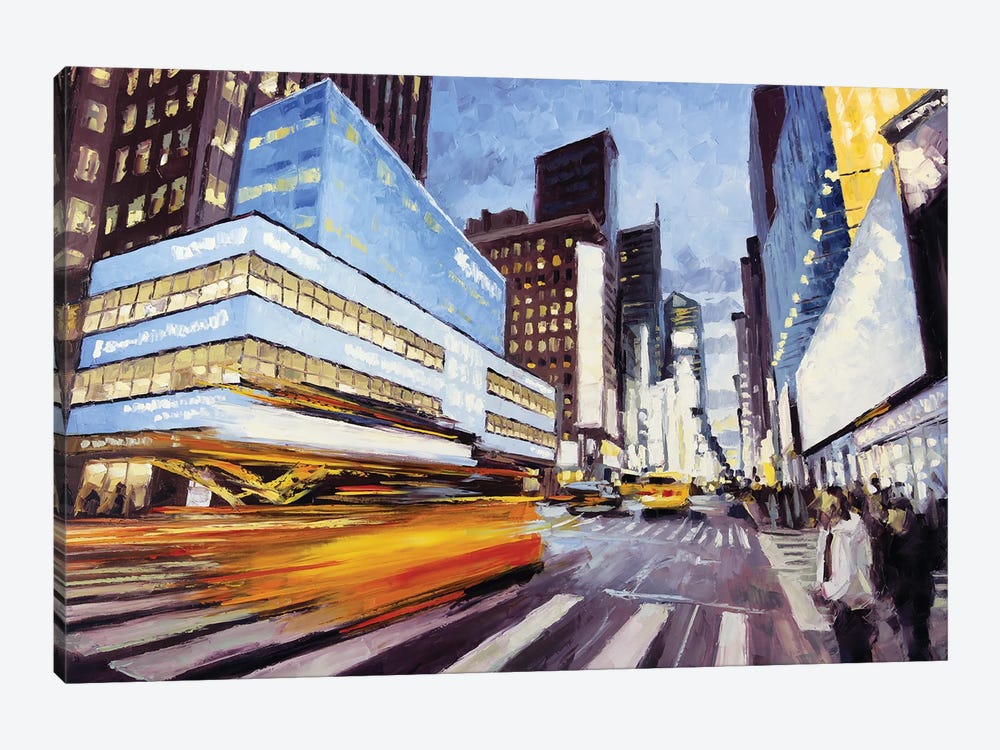 7th Avenue At 50th, Nyc by Roger Disney 1-piece Canvas Art Print
