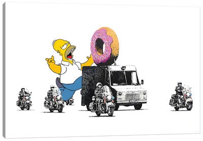 Homer Banksy Canvas Art Print - Donut Art