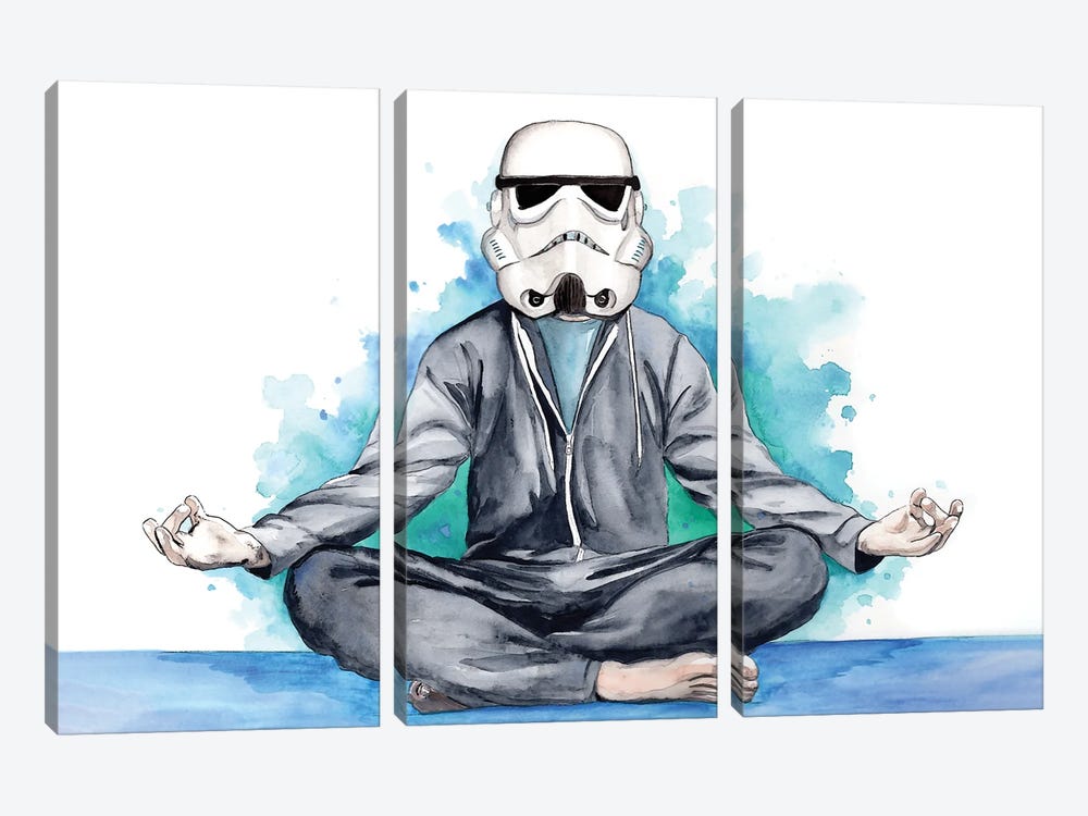 Stormtrooper Yoga by Random Hills 3-piece Canvas Wall Art