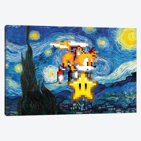 Tails Starry Night Canvas Print #RDM38} by Random Hills Canvas Wall Art