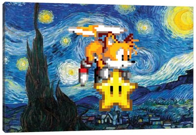 Tails Starry Night Canvas Art Print - Super Mario Bros