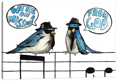 Blues Birds Canvas Art Print - Random Hills