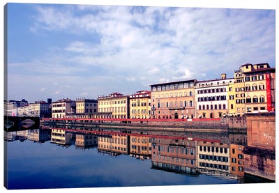 Riverbank Architecture Along Arno River, Florence, Tuscany Region, Italy Canvas Art Print
