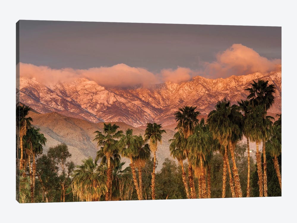 USA, California, Palm Springs. the San Jacinto and Santa Rosa mountain ranges frame the Desert Island Golf and Country Club. by Richard Duval 1-piece Canvas Wall Art