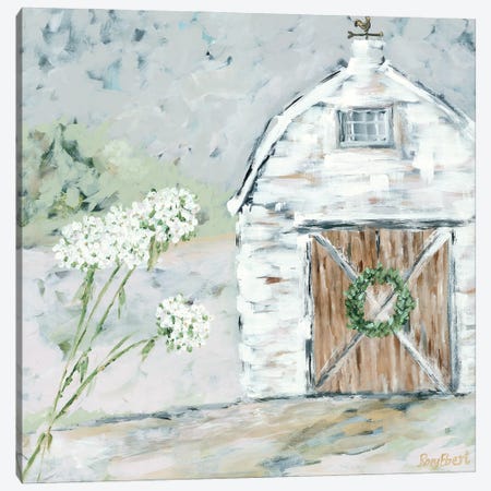 The White Barn Canvas Print #REB51} by Roey Ebert Canvas Artwork
