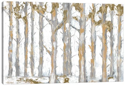 Glistening Forest Canvas Art Print - Gold & Silver Art