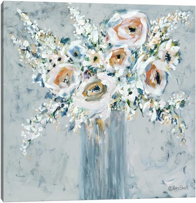Blooms In Blue Vase Canvas Art Print
